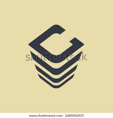 Modern C Monogram Logo – Geometric Construction and Architecture Design Icon