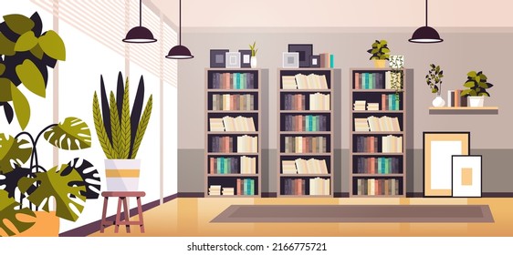 modern cabinet empty no people office interior contemporary co-working center with bookshelves