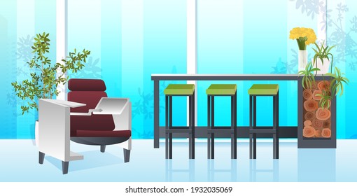 modern cabinet interior empty no people office room with furniture horizontal vector illustration