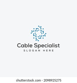 modern cable specialist logo business vector design template. futuristic fiber cabling logo business vector design illustration