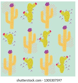 modern cactus flower. green. yellow