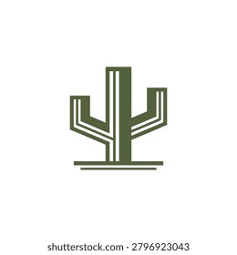 Modern cactus logo, green logo