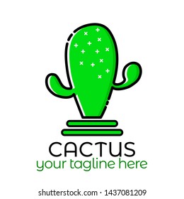 Modern Cactus Logo with green color and there are complete thorns for your brand, business, company, trademark.