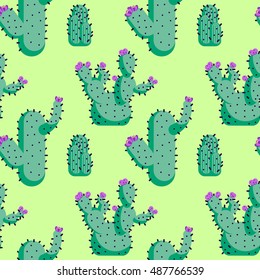 Modern cactus seamless pattern