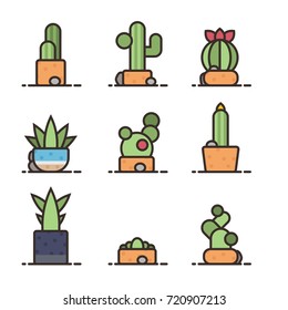 Modern cactus and succulent icon with a lot of variation