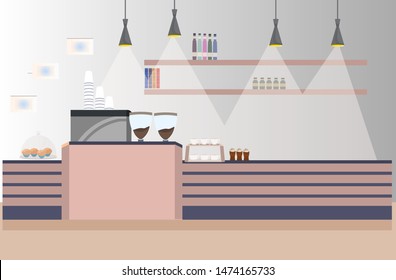 modern cafe empty no people restaurant coffee shop interior flat horizontal