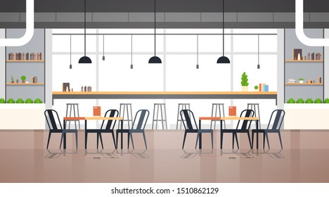 modern cafe interior empty no people restaurant cafeteria design flat horizontal vector illustration