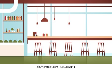 modern cafe interior empty no people restaurant cafeteria design flat horizontal