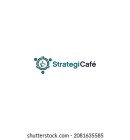 logotipo de diseño de estrategia de café moderno