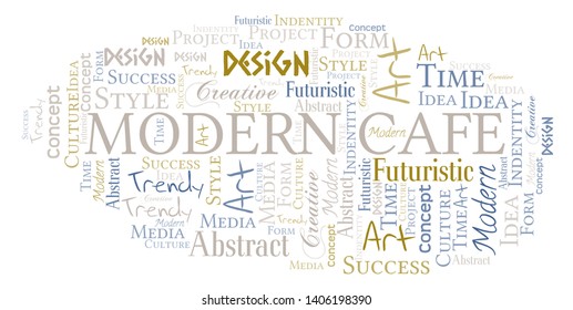 Modern Cafe word cloud. Wordcloud made with text only.
