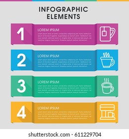 Modern caffeine infographic template. infographic design with caffeine icons includes coffee, tea cup, cup. can be used for presentation, diagram, annual report, web design. 
