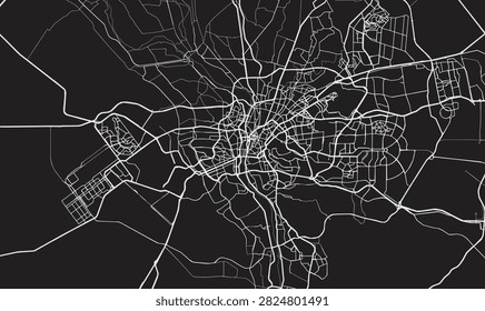 Modern Cairo desert oasis urban road network silhouette highlighting metropolitan expansion and transit arterial pathways