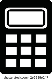 A modern calculator design, featuring a clean interface with buttons for numbers, operations, and functions. This graphic is isolated on a transparent background, ready for digital integration.