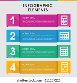 Modern calculator infographic template. infographic design with calculator icons includes abacus. can be used for presentation, diagram, annual report, web design. 