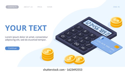 Modern Calculator vector isometric illustration. 