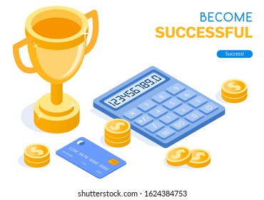 Modern Calculator vector isometric illustration. 