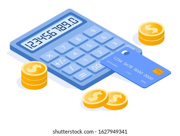 Modern Calculator vector isometric illustration. 