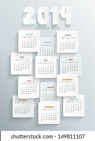 Modern calendar 2014 in a paper official style.