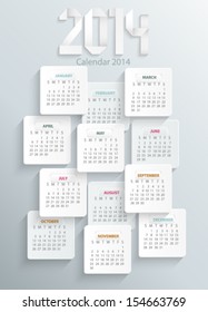 Modern calendar 2014 in a paper official style.