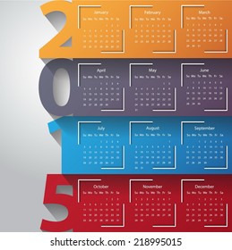 Modern calendar 2015 in multicolor paper style.Vector/illustration.