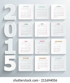 Modern calendar 2015 in a paper official style. Vector.