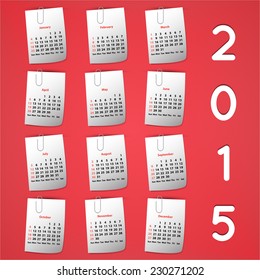 Modern calendar 2015 in a paper official style.