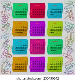 Modern calendar 2015 in a paper official style. 