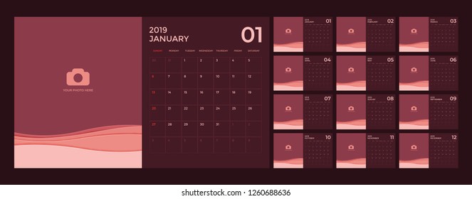 Modern Calendar for 2019 template.