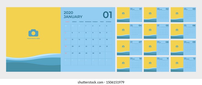 Modern Calendar for 2020 template.