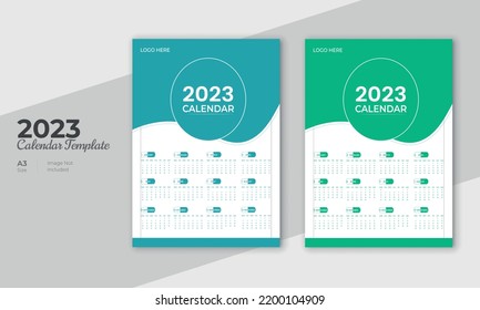 Modern calendar 2023 week start Monday corporate design template