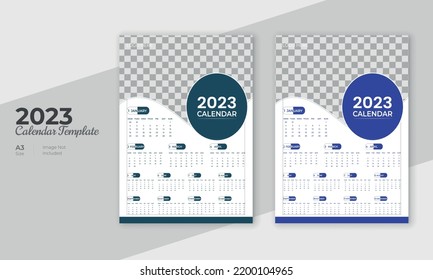 Modern calendar 2023 week start Monday corporate design template