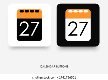 Botón moderno del calendario para la interfaz de usuario, smartphone, sitio web, etc. Diseñado en estilo minimalista, colorido icono para recordatorio, planificador, etc. Elemento digital para la interfaz del sistema. Vector Eps 10