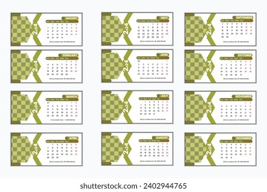Diseño de calendario moderno para 2024.