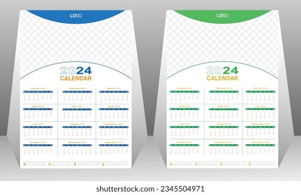 Modern calendar design 2024, vector template design