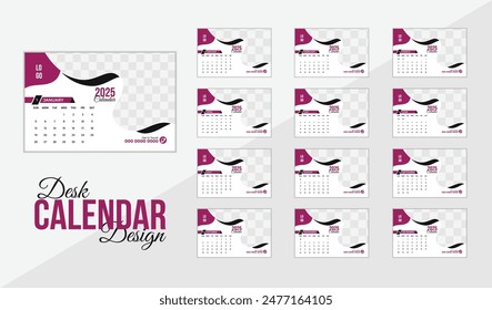 Modern Calendar Design, 2025 Years Calendar Design Template, Creative and Modern Design.