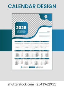 Modern  calendar design for the new year 2025