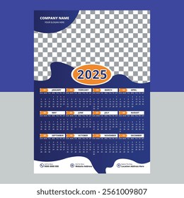 Modern Calendar Design , Calendar Template, 2025, calendar, new year calendar 2025, creative design