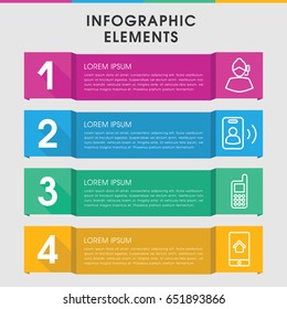 Modern call infographic template. infographic design with call icons includes phone, home on phone display. can be used for presentation, diagram, annual report, web design.