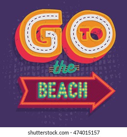 Modern calligraphic summer beach vector design .Summer time background. Vivid cheerful summer poster, vector illustration.