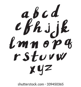 Modern calligraphy brush lettering. Vector card or poster design with unique typography. Hand written calligraphy alphabet. Detailed vector