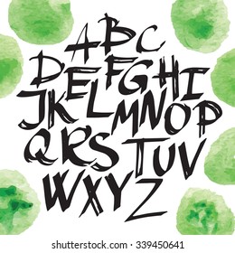Modern calligraphy brush lettering. Vector card or poster design with unique typography. Hand written calligraphy alphabet. Detailed vector