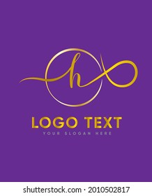 A modern calligraphy with elegant swashes letter type H logo template, Vector logo for business and company identity 