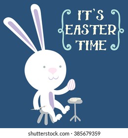 Modern calligraphy. Happy Easter typography background. Happy easter cards with Easter eggs. Vector illustration.	Happy Easter bunny.