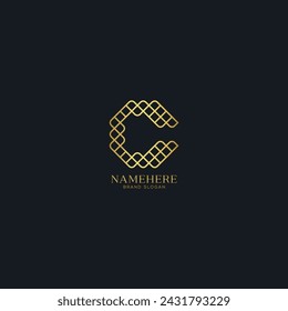 Modern calligraphy letter c logo design