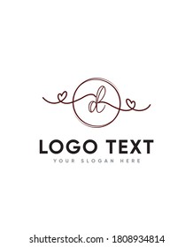 Moderne Kalligrafie-Buchstaben Typ D Logo-Vorlage, Vektorsymbol für Unternehmen und Firmenidentität 
