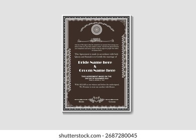 Modern Calligraphy Nikah Certificate Template 