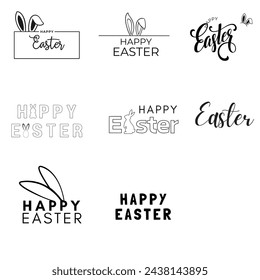 Modern calligraphy style Hand written Easter phrases .Greeting card text templates with Easter eggs isolated on white background. Happy Easter lettering . 