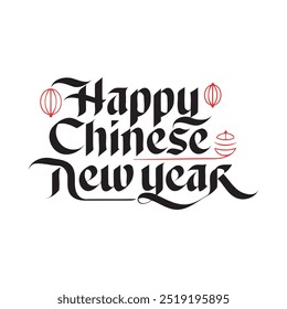 Modern Calligraphy Text Vector for Happy Chinese New Year