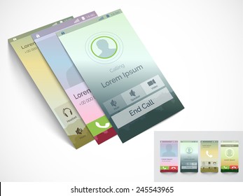 Modern Calling Screen User Interface template in four different designs for Mobile Apps and Responsive Website.