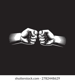 Modern camaraderie concept. Two hands offering a friendly bump for business or social connection. Ideal for teamwork and unity campaigns.